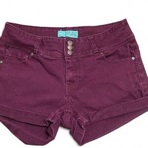 Wax Jean High Waist Maroon Shorts